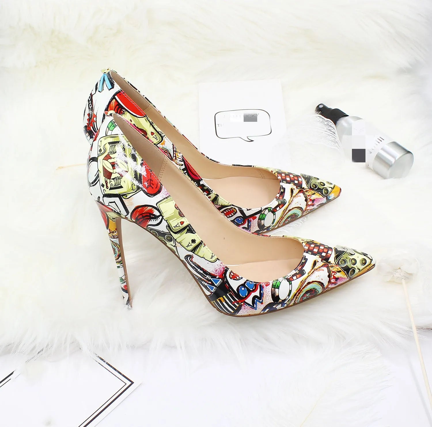 Shallow mouth high heels with patent leather and suede surface, 12 cm heel, size 34-46