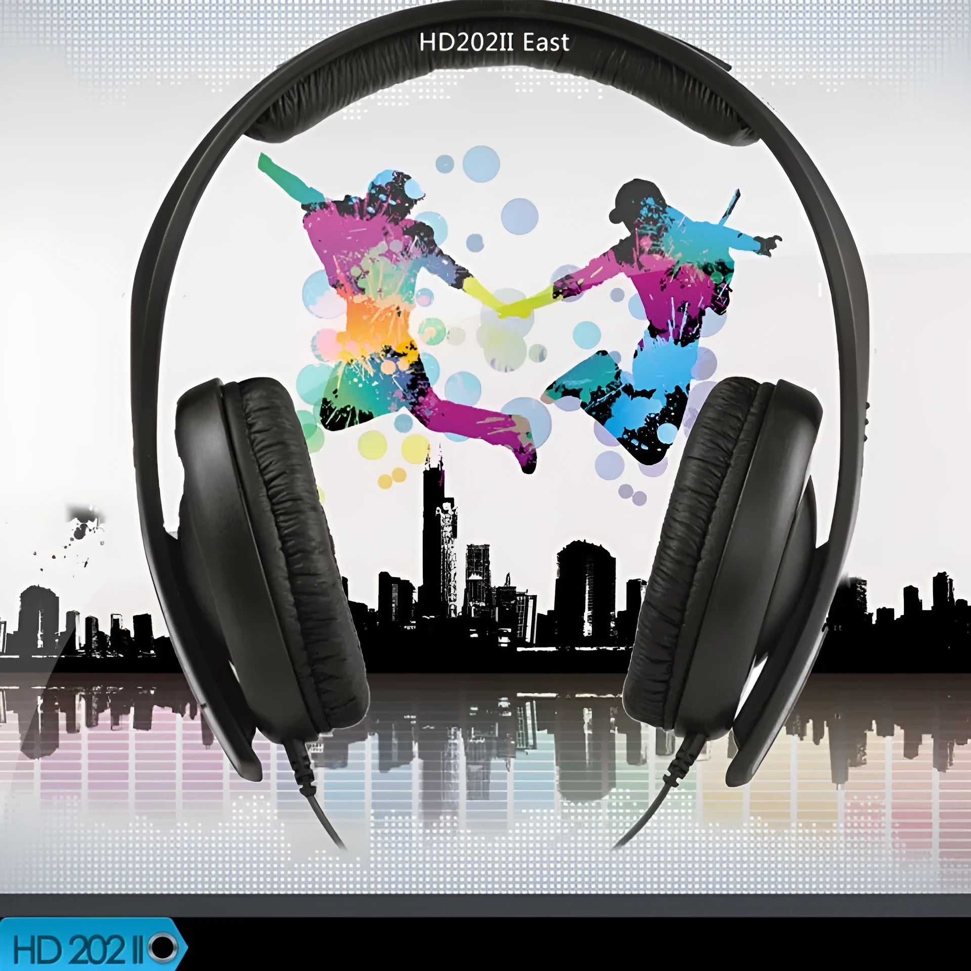 Black head-mounted monitor headphones with microphone and 3.5mm plug