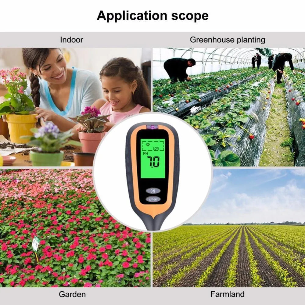 Black soil pH tester with carbon fibre body measuring 40CM x 21CM x 12CM