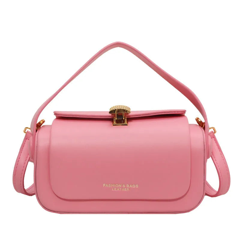 Women's personalised PU messenger bag in beige with embroidered letters and stitching detail