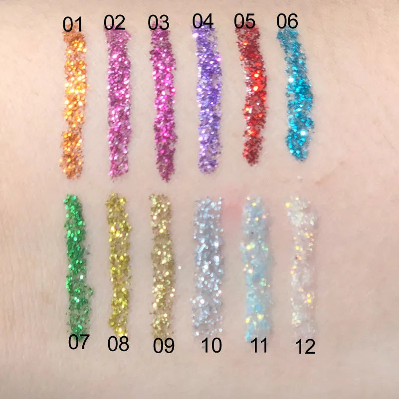 CmaaDu Colour Glitter Liquid Eyeliner in multiple shades, water-resistant liquid glitter formula for precise eye definition