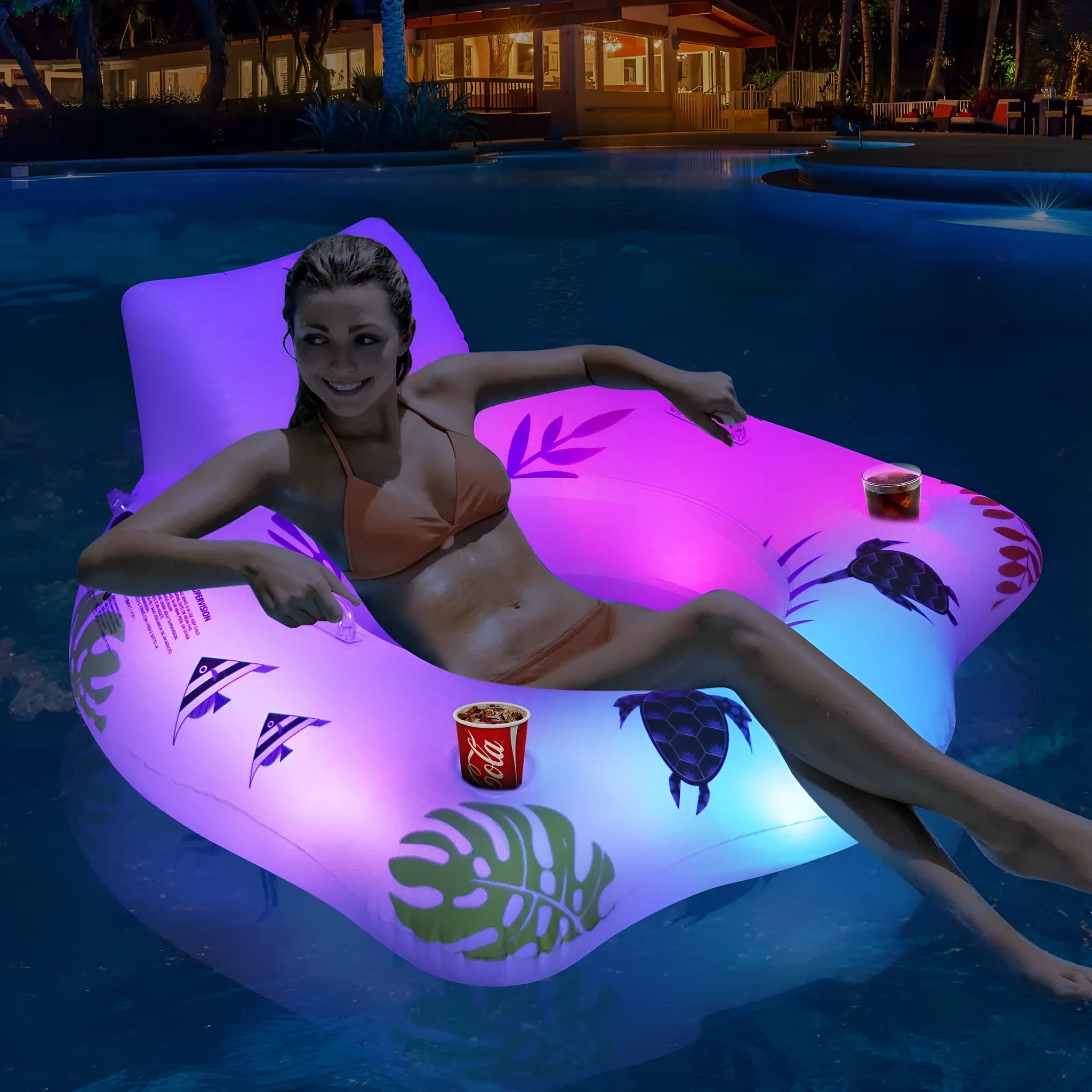 White U-shaped luminous inflatable float measuring 120x120 cm