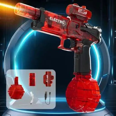 Electric water pistol toy with blue LED lights and automatic water spray function