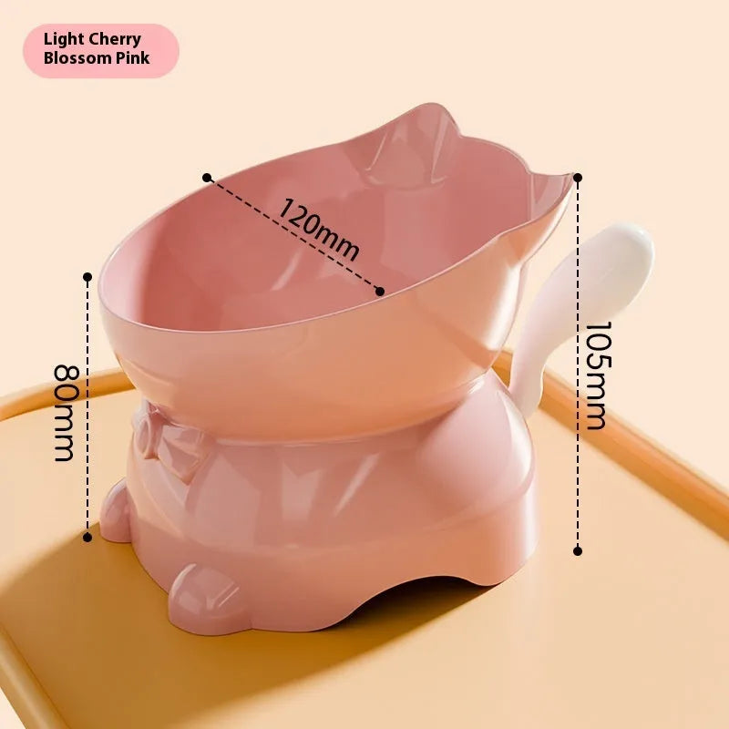 Stainless steel oblique anti-fall cat bowl in four colour options