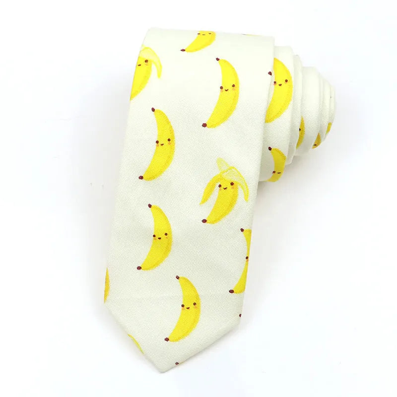 Korean style narrow cotton bow tie for men with printed cartoon pattern design