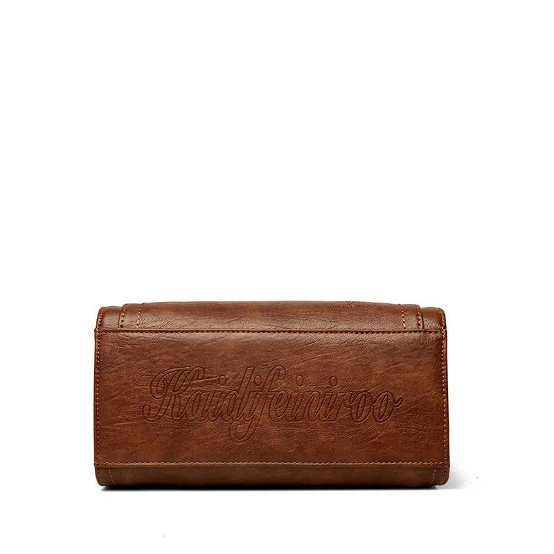 Women's soft PU crossbody bag in horizontal square shape with one-shoulder strap