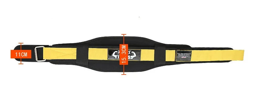 Nylon fitness weightlifting waistband belt in black, red, or yellow for adult use.