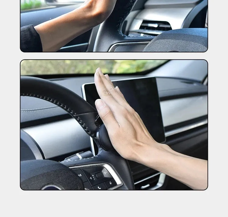 Black silicone steering wheel assist ball with metal bearing for single hand driving