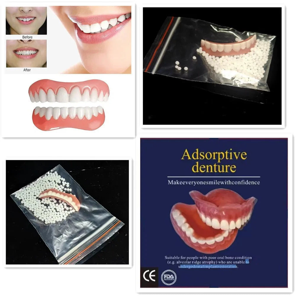 Silicone simulation smile dentures with upper and lower teeth for dental student practice