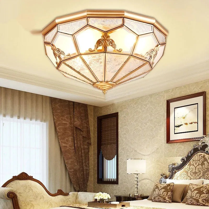 Copper ceiling light American style with tri-colour light source 35cm diameter