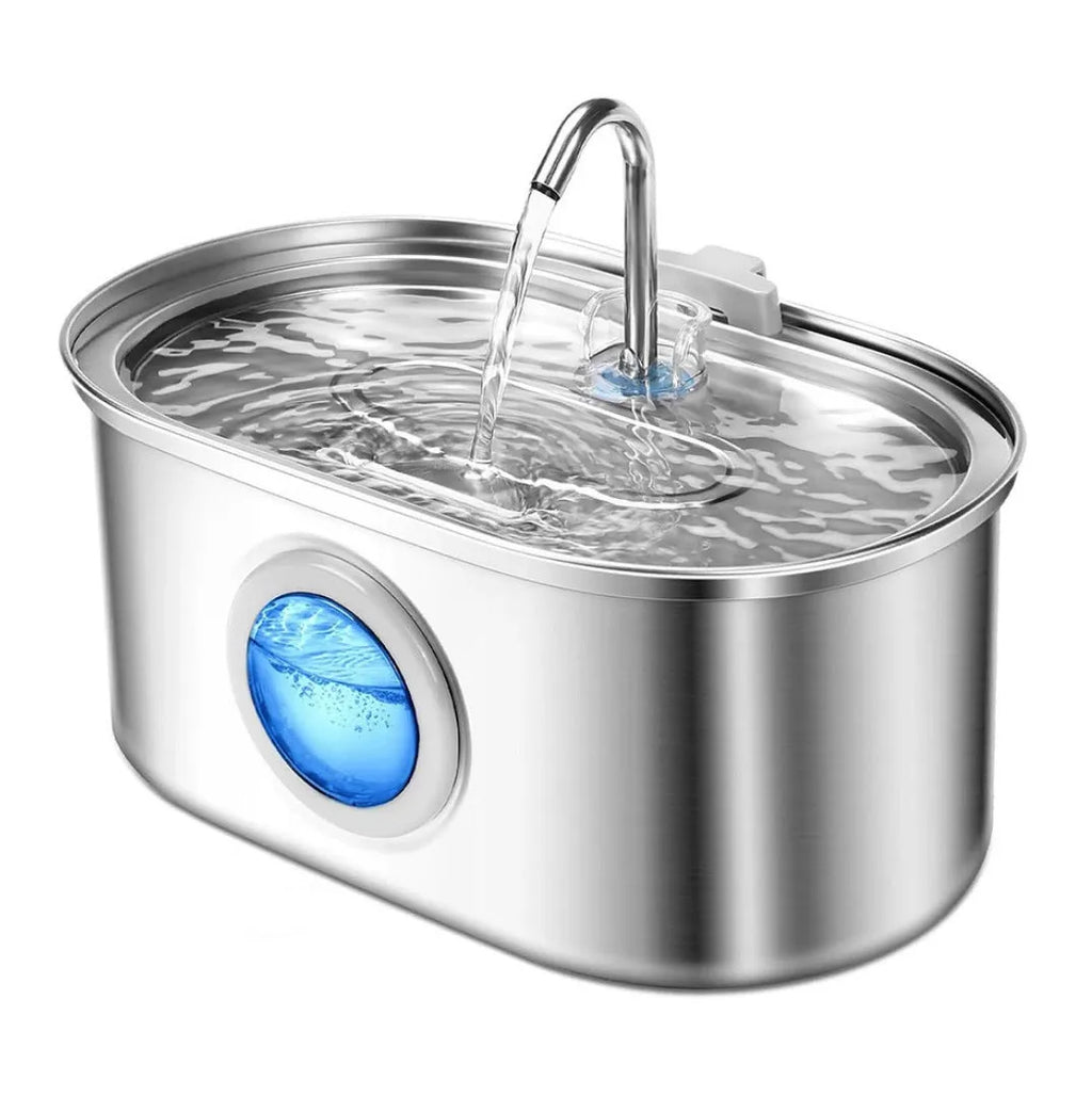 All stainless steel pet water dispenser round runway type large capacity for cats and dogs