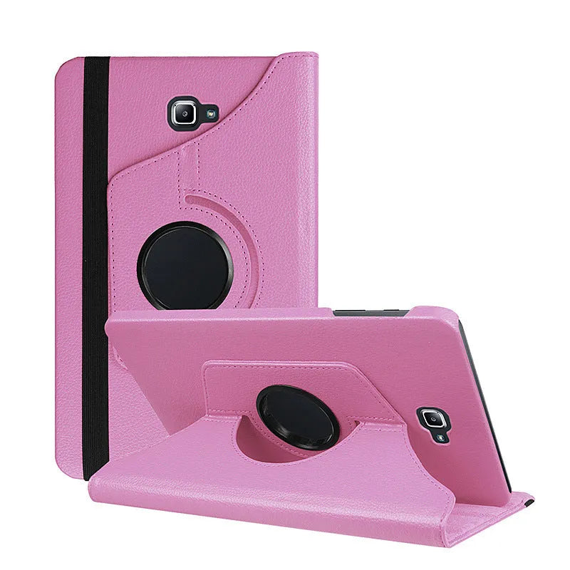 iPad 1 rotating leather protective case in clamshell design showing multiple colour options.