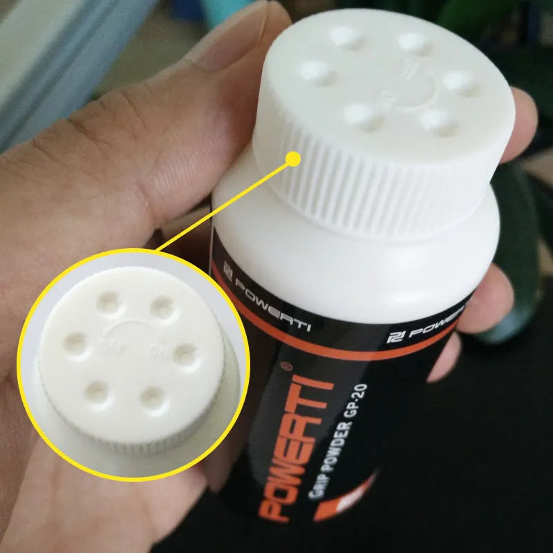 White sports anti-slip powder container for badminton, tennis and weightlifting grip