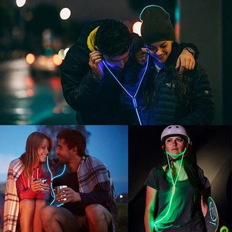 Blue LED light-up earphones with aluminium alloy shells and remote control microphone on cable