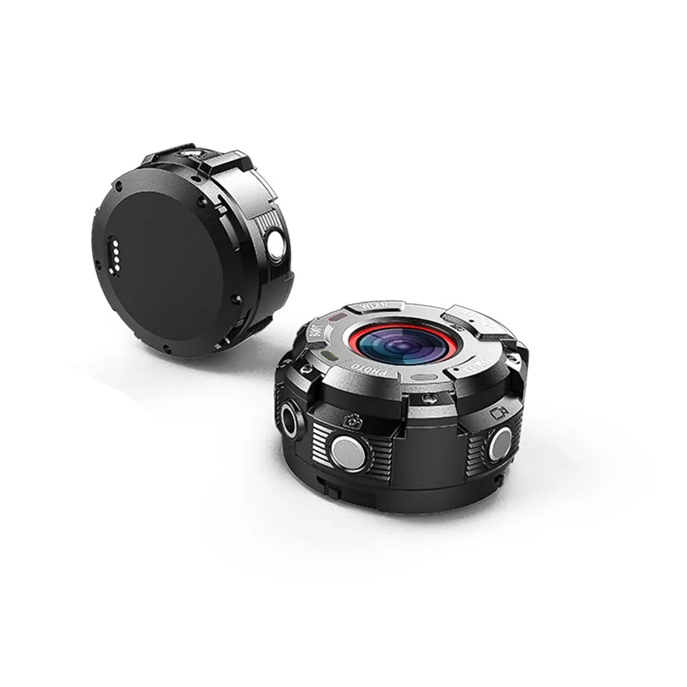 Black waterproof digital sports camera with compact 290mm length shown on an outdoor background.