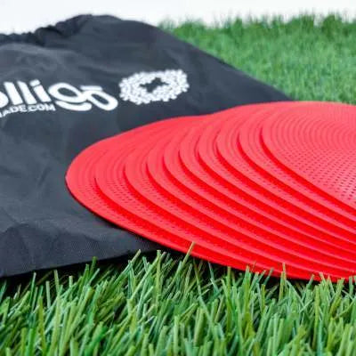 Flat circular football training marker disc in bright colours measuring 23cm diameter