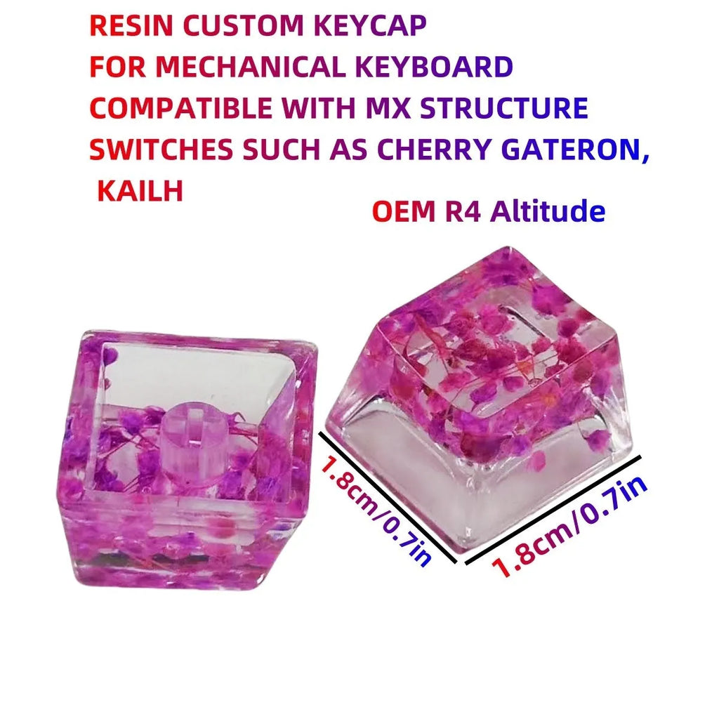 High transparency starry sky resin keycap for mechanical keyboards in green colour