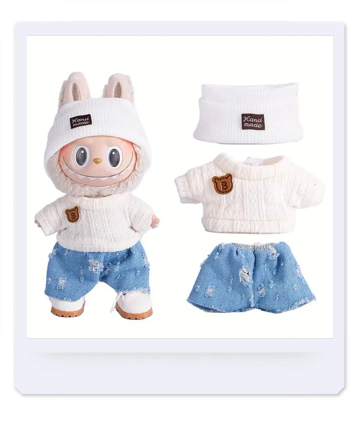 Doll casual dress suit in cloth material, purple sweater colour, with net pocket packaging, for teenager dolls aged 7-14 years