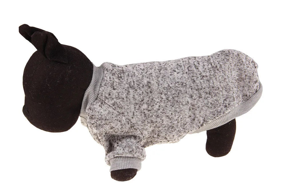 Colorful cotton two-legged pet sweater for small dogs, with neck and chest measurements, available in multiple sizes