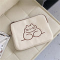 Embroidered cat design tablet protective sleeve with zipper opening in nylon material