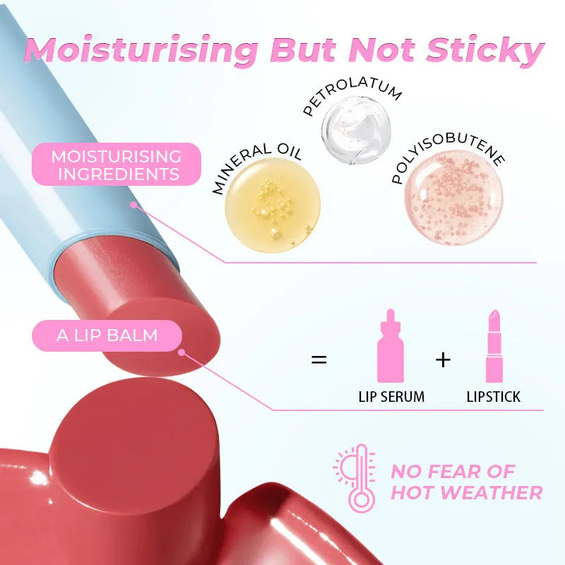 Waterproof moisturising lipstick in 1.8g size showing six colour options Z0033-G01 to Z0033-G06