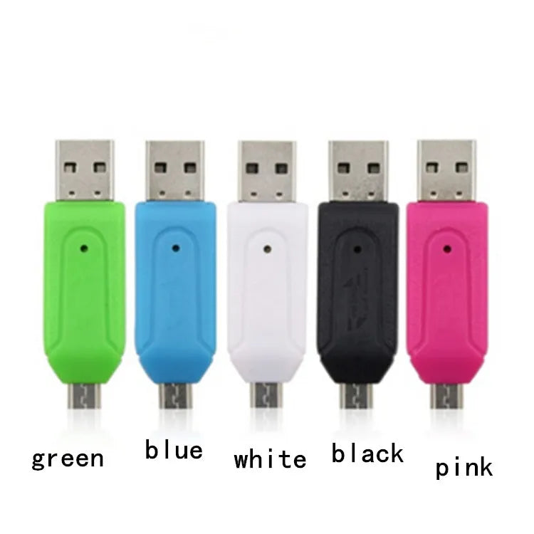 USB 2.0 OTG card reader with micro USB connector for Android phones and computers in five colours