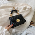 Korean style purple PU fabric rhombus shaped small square ladies shoulder bag with chain strap