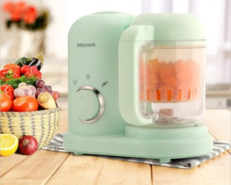 Green baby food processor steamer blender with double mixing blades and 10 litre capacity