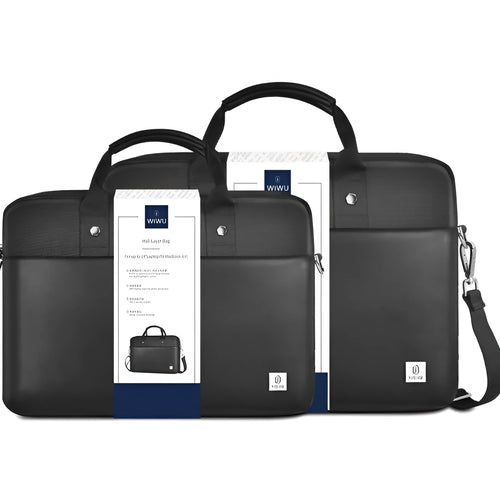 Black waterproof Oxford cloth laptop bag showing multi-pocket organisation and lock feature