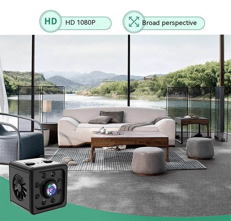 Black cubic K13 intelligent sports HD camera with network function on its supplied mounting bracket.