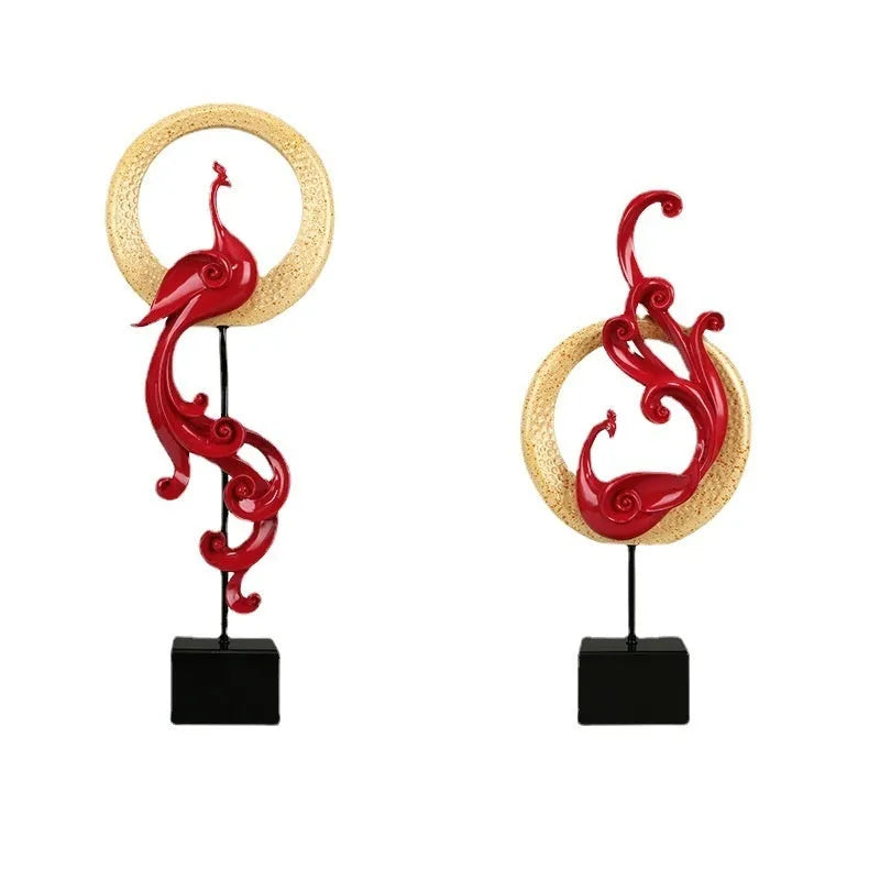European style synthetic resin Phoenix ornament in a choice of festive red, rose gold or elegant silver finish.
