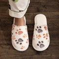 Women's cartoon print velvet cotton slippers in white with a toe holder design, shown on a plain background