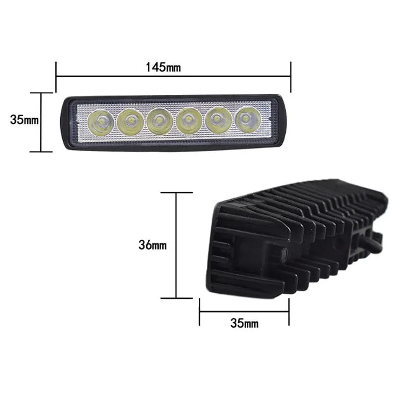Black die-cast aluminium 18W LED car auxiliary light with bracket mount