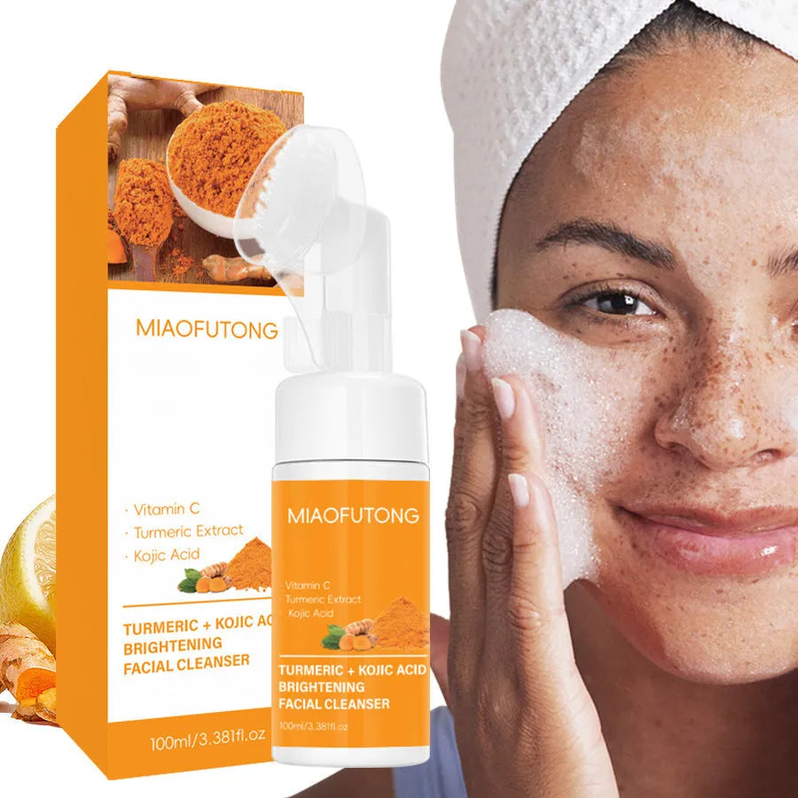 Turmeric cleansing mousse facial cleaning pad set with 30 reusable pads and ginger soap