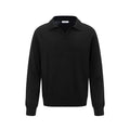 Man wearing a loose black chemical fibre blend pullover sweater for casual leisure