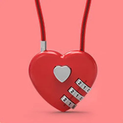 Peach heart shaped wire rope lock for bicycle helmets in various colours and steel cable lengths