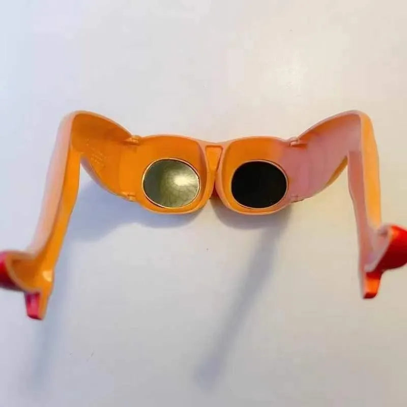 Orange plastic personality sunglasses designed for leg and hip wearing with 15*20*6.3 cm dimensions