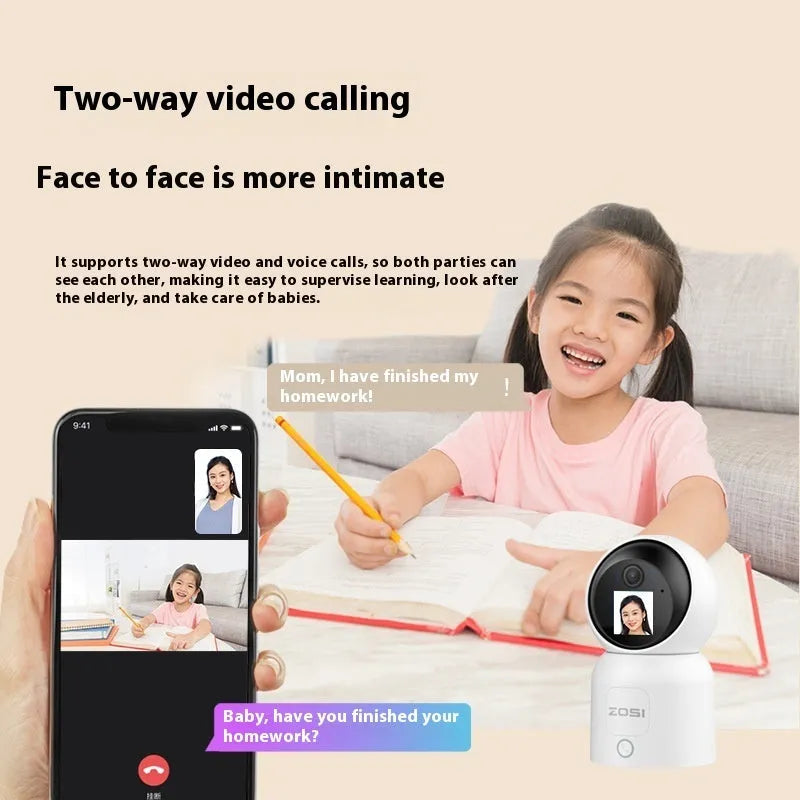 Zhou Shi wireless indoor security camera with large screen display and plastic housing