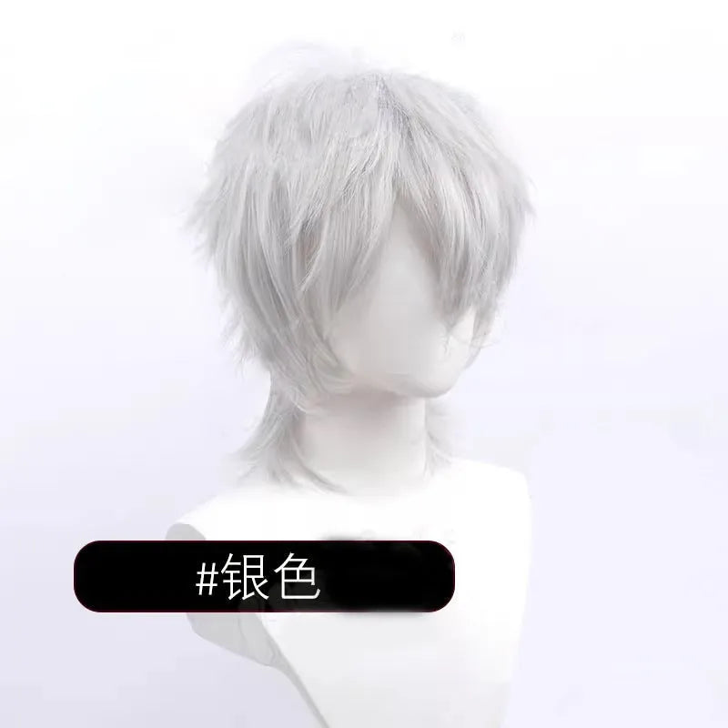 Men's short hairstyle cosplay wig in high-temperature fibre with anti-curling mechanism