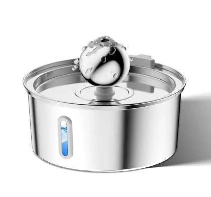 All stainless steel pet water dispenser round runway type large capacity for cats and dogs