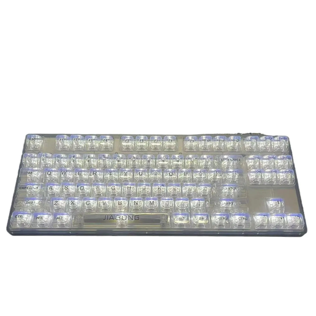 Large transparent plastic key cap set with 132 keys for mechanical keyboard replacement