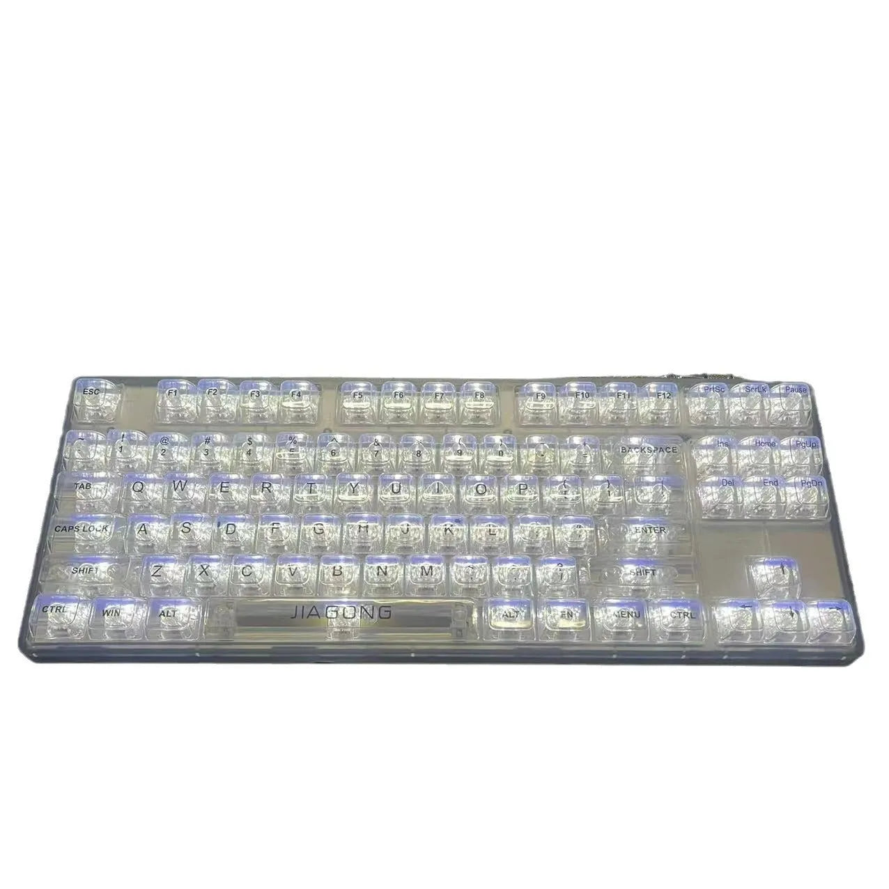 Large transparent plastic key cap set with 132 keys for mechanical keyboard replacement