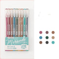 Set of nine retro-style gel pens with 0.5mm needle tips in assorted cute colours