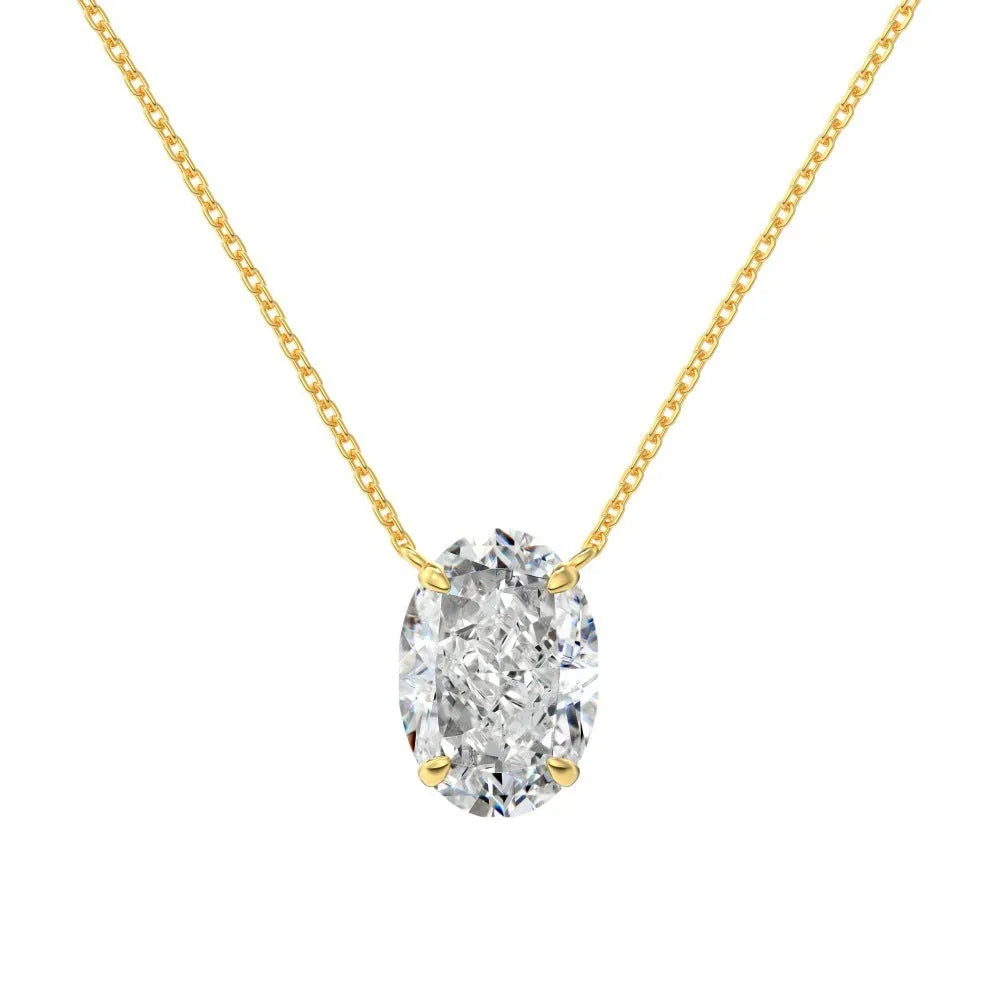 S925 sterling silver necklace with oval ice flower pendant in geometrical design