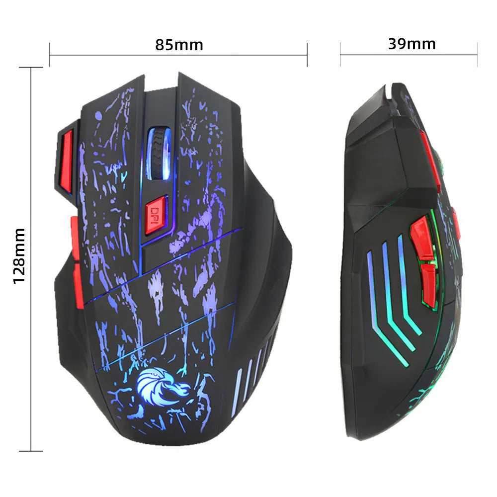 H300BK black gaming mouse with colourful luminous side lighting and USB cable