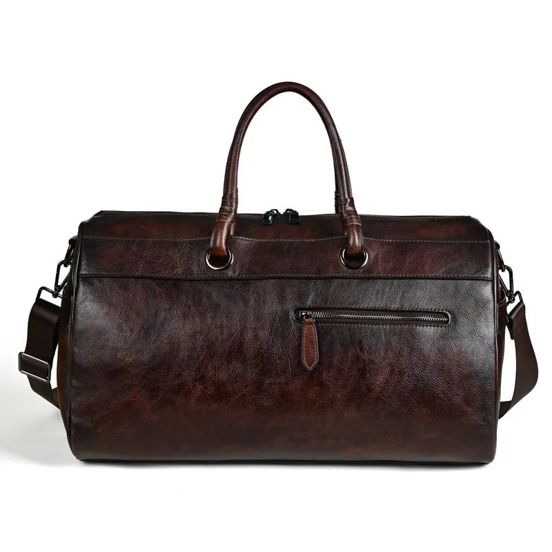 Handmade retro leather bag made from first layer cowhide with below 20L capacity