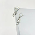 Fishbone pendant necklace and matching earrings set with retro style design and adjustable chain