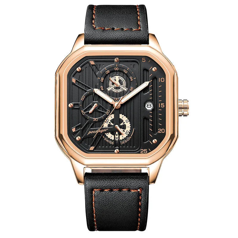 Men's belt style sports watch with quartz movement in 8mm thickness showing colour variations