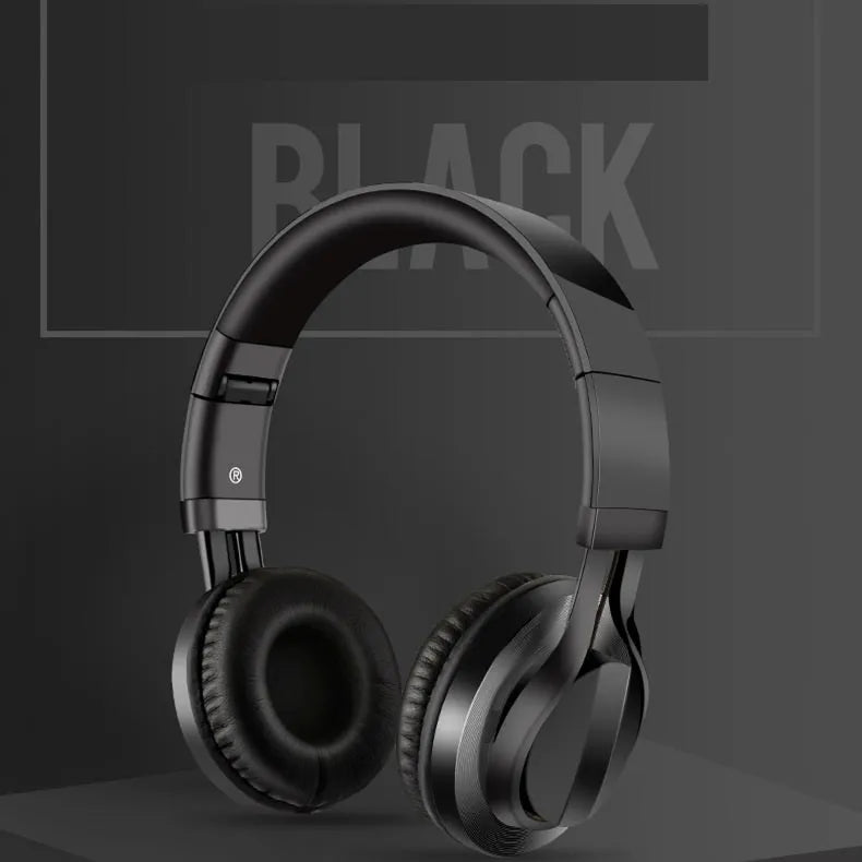 Black wired over-ear headphones with a microphone and 3.5mm plug for mobile phone karaoke and bass audio.