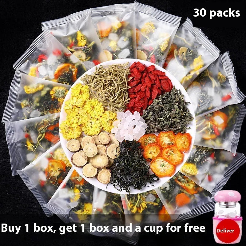 Honeysuckle chrysanthemum tea bags in triangular design with 150g net weight packaging